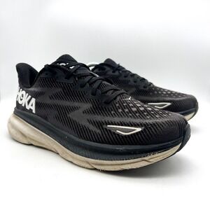 Hoka One One Clifton 9 Mens Size 9.5D Black White Running Shoes 1127895 BWHT